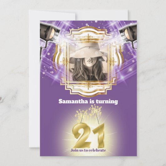 21stハリウッドVIPフォトパープルライトムービースター 招待状 (正面)