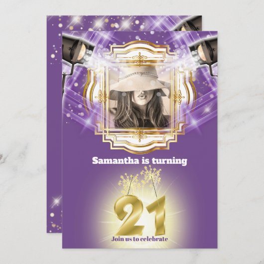 21stハリウッドVIPフォトパープルライトムービースター 招待状 (正面/裏面)