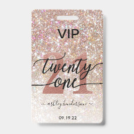 21stバースデーシャンパングリッターVIP バッジ