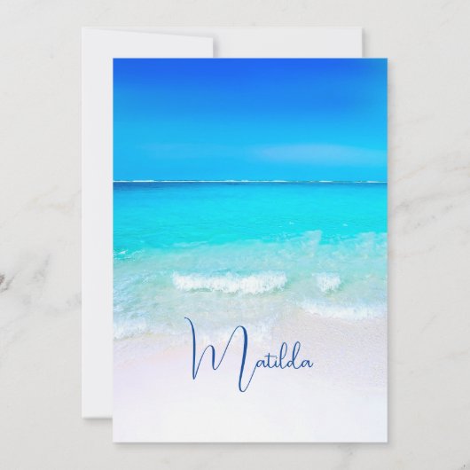 21STバースデーブルー海シーデスティネーション誕生日 招待状 (裏面)