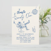 21stブルーハンドドロー女性のカーボーイ沿岸おもしろい誕生日 招待状 (スタンド正面)