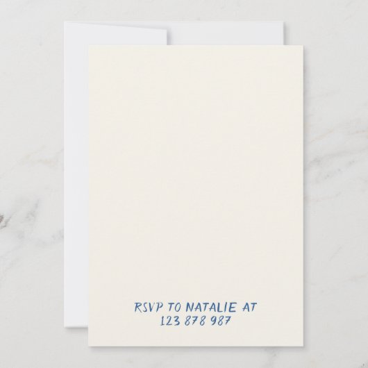 21stブルーハンドドロー女性のカーボーイ沿岸おもしろい誕生日 招待状 (裏面)