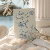 21stブルーハンドドロー女性のカーボーイ沿岸おもしろい誕生日 招待状