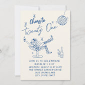 21stブルー描女性のカーボーイ沿岸写真おもしろい誕生日 招待状 (正面)