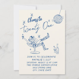 21stブルー描女性のカーボーイ沿岸写真おもしろい誕生日 招待状