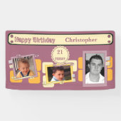 21st男性へ写真の追加name burgundyパーティー 横断幕 (横)