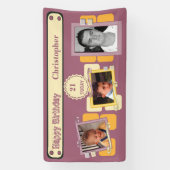 21st男性へ写真の追加name burgundyパーティー 横断幕 (縦)