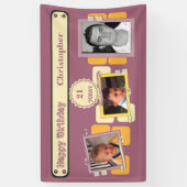 21st男性へ写真の追加name burgundyパーティー 横断幕 (縦)