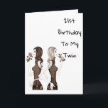 **21st**誕生日が私の**ツインシスター** カード<br><div class="desc">おもし前の簡単は妹と双子だ…このおもしろい誕生日カードをHERに送るか、年齢を変更して、今日お知らせください。***21歳の誕生日*****。</div>