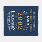 21st Birthday 2002名前の追加レジェンドレトロブルー金ゴールド フリースブランケット (正面(横))