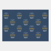 21st Birthday 2002青い金ゴールド追加の名前 ラッピングペーパーシート (正面2)