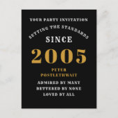 21st Birthday 2005 Black Gold Invitation ポストカード (正面)
