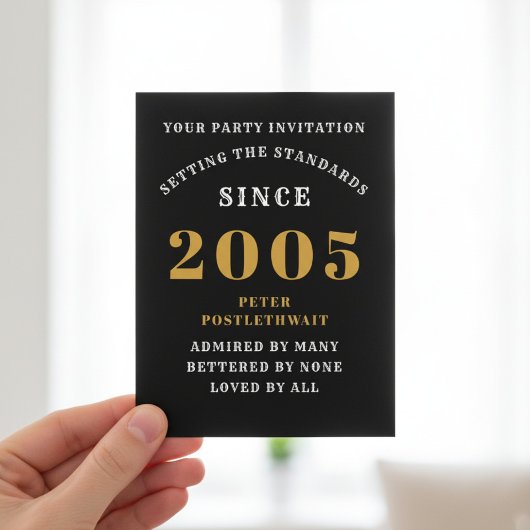 21st Birthday 2005 Black Gold Invitation ポストカード