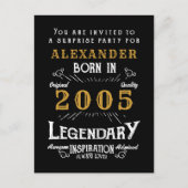 21st Birthday 2005 Black Gold Legend Invitation ポストカード (正面)