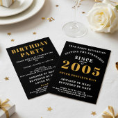 21st Birthday 2005 Black Gold Personalized For Him 招待状