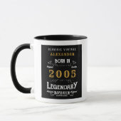 21st Birthday 2005 Legend Retro Black Personalized マグカップ (左)