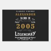 21st Birthday 2005 Legend Vintage Black ラッピングペーパーシート (正面)