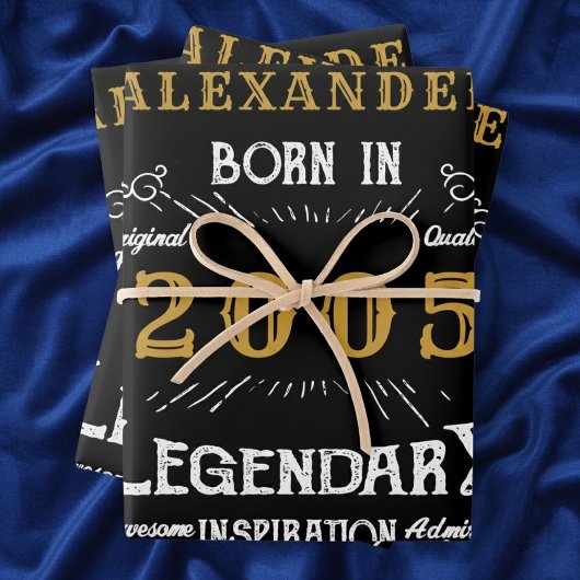 21st Birthday 2005 Legend Vintage Black ラッピングペーパーシート