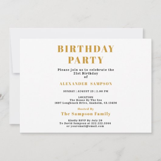 21st Birthday 2005 Legend White & Gold Photo 招待状 (裏面)