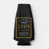 21st Birthday 2005 Name Elegant Chic Black Gold ボトルクーラー (正面)