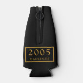 21st Birthday 2005 Name Elegant Chic Black Gold ボトルクーラー (裏面)