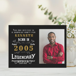 21st Birthday 2005 Vintage Black Gold Personalized 招待状