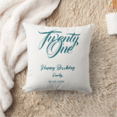 21st birthday add name date year blue template thi クッション (ブランケット)