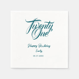 21st birthday add name date year blue template thi スタンダードカクテルナプキン