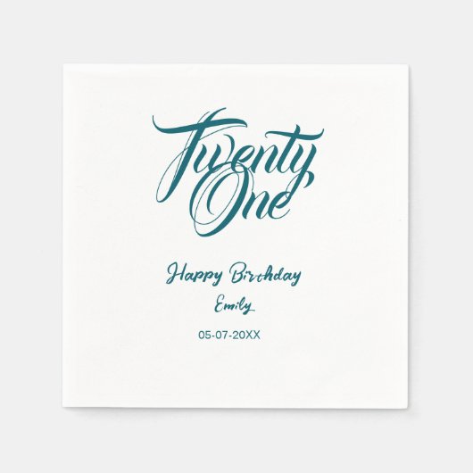 21st birthday add name date year blue template thi スタンダードカクテルナプキン (正面)