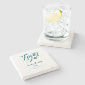 21st birthday add name date year blue template thi ストーンコースター (横)