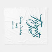 21st birthday add name date year blue template thi フリースブランケット (正面(横))