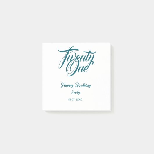 21st birthday add name date year blue template thi ポストイット (正面)