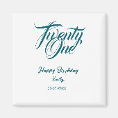 21st birthday add name date year blue template thi マグネット (正面)