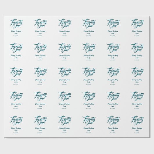 21st birthday add name date year blue template thi ラッピングペーパー (フラット)