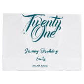 21st birthday add name date year blue template thi ラージペーパーバッグ (裏面)