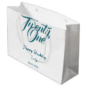 21st birthday add name date year blue template thi ラージペーパーバッグ (裏面アングル)