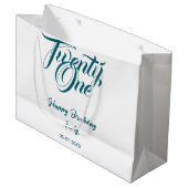 21st birthday add name date year blue template thi ラージペーパーバッグ (正面アングル)