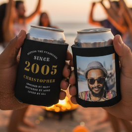 21st Birthday Black Gold With Photo 缶クーラー