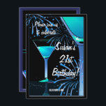 21st Birthday Blue Martini Cactelパーティー 招待状<br><div class="desc">誕生日パーティーの招待に青いマティーニカクテルを使ったグラフィックイラストレーション。 招待には、個人用設定の文字テンプレートが含まれています。 ©2014charmainepaulson</div>