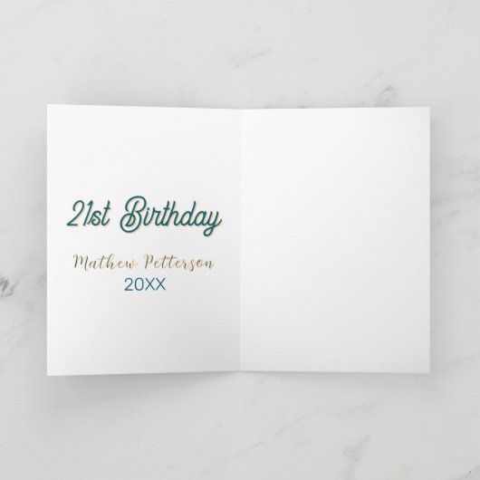 21st birthday blue orange stylish boho retro name カード (内部)