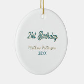 21st birthday blue orange stylish boho retro name  セラミックオーナメント (右)