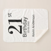 21st birthday bold letter name date simple man boy シェルパブランケット (正面(横))