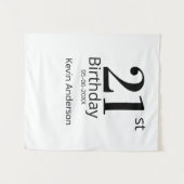 21st birthday bold letter name date simple man boy タペストリー (正面(横))