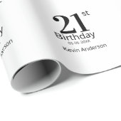 21st birthday bold letter name date simple man boy ラッピングペーパー (ロールコーナー)