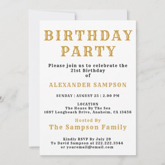 21st Birthday Born 2005 White Gold Legend 招待状 (裏面)