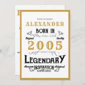 21st Birthday Born 2005 White Gold Legend 招待状 (正面/裏面)