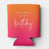 21st Birthday Bright Hot Pink and Orange Ombre 缶クーラー (裏面)