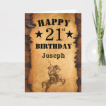 21st Birthday Country 素朴 Westan Cowboy Horse カード<br><div class="desc">21歳の誕生日カ素朴ントリーウエスタンカウボーイの名パーソナライズされた前と年齢のカード。さらにカスタマイズするには、「クリック カスタマイズ   」ボタンをクリックし、デザインツールを使用してこのテンプレートを変更してください。</div>