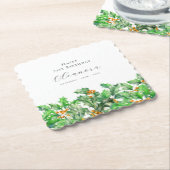 21st Birthday December Birth Flower Holly Custom ペーパーコースター (アングル)