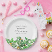 21st Birthday December Birth Flower Holly Custom ペーパープレート (パーティー)